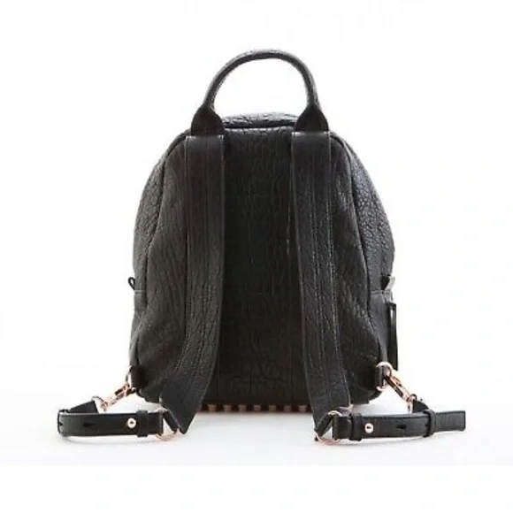 NWT ALEXANDER Wang Pebbled Black Leather Backpack Handbag with Studded Rose Gold - Picture 8 of 12